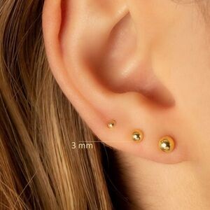 Stud Bead Ball 3mm Earrings 14k Gold Plated Luxury Jewelry